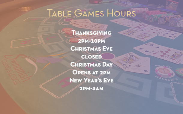 Table Games Hours